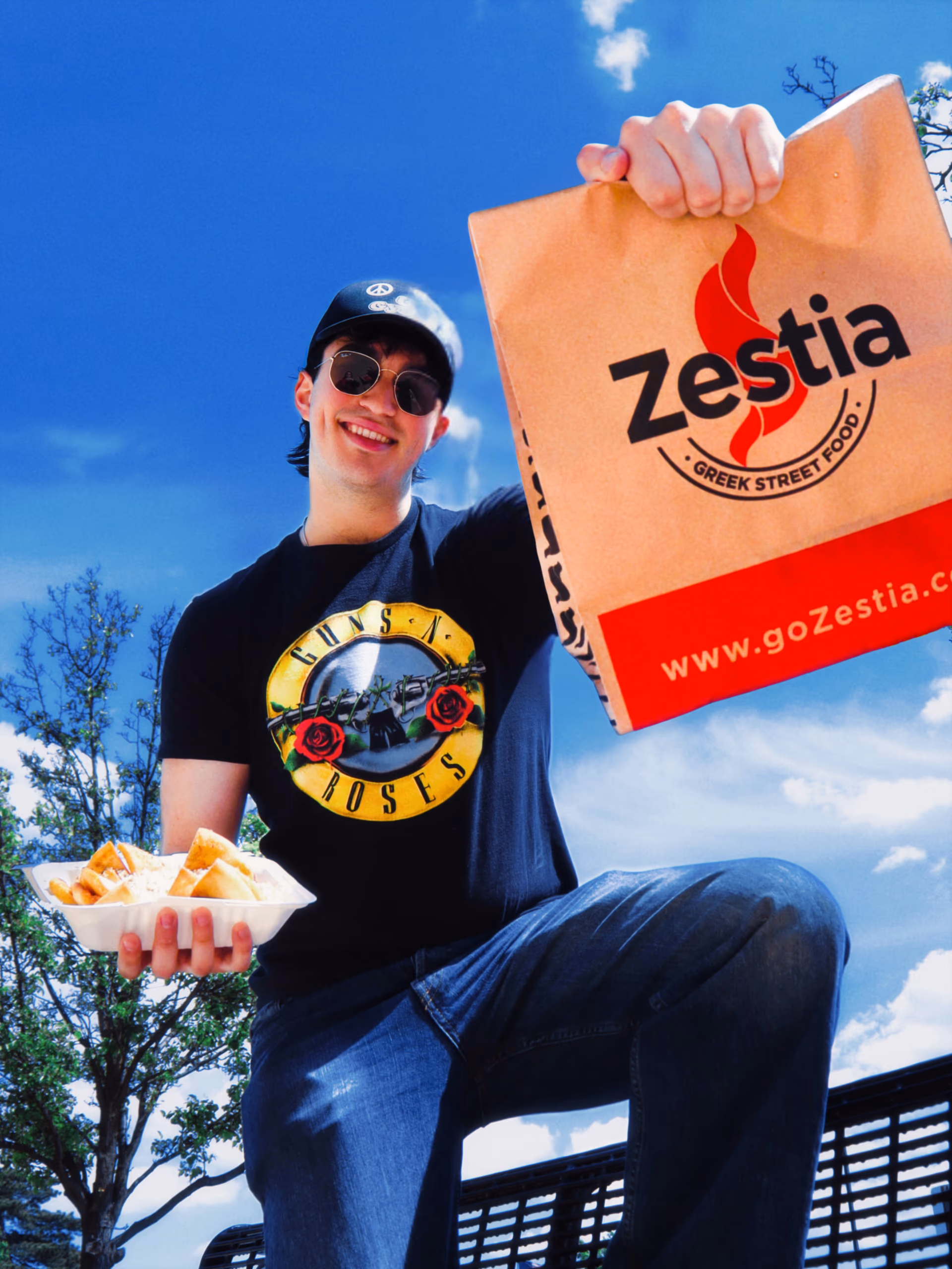 A Zestia gyro, mid-bite